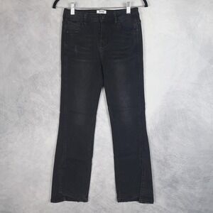 Acne Studios Bla Konst Jeans Womens 26x25 Black Mid Rise Slim Straight Slit Hem